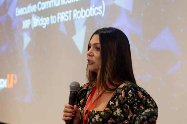 Ms. Elisa Aristizabal Soto delivering remarks on behalf of XRP (bridge to FIRST Robotics)
